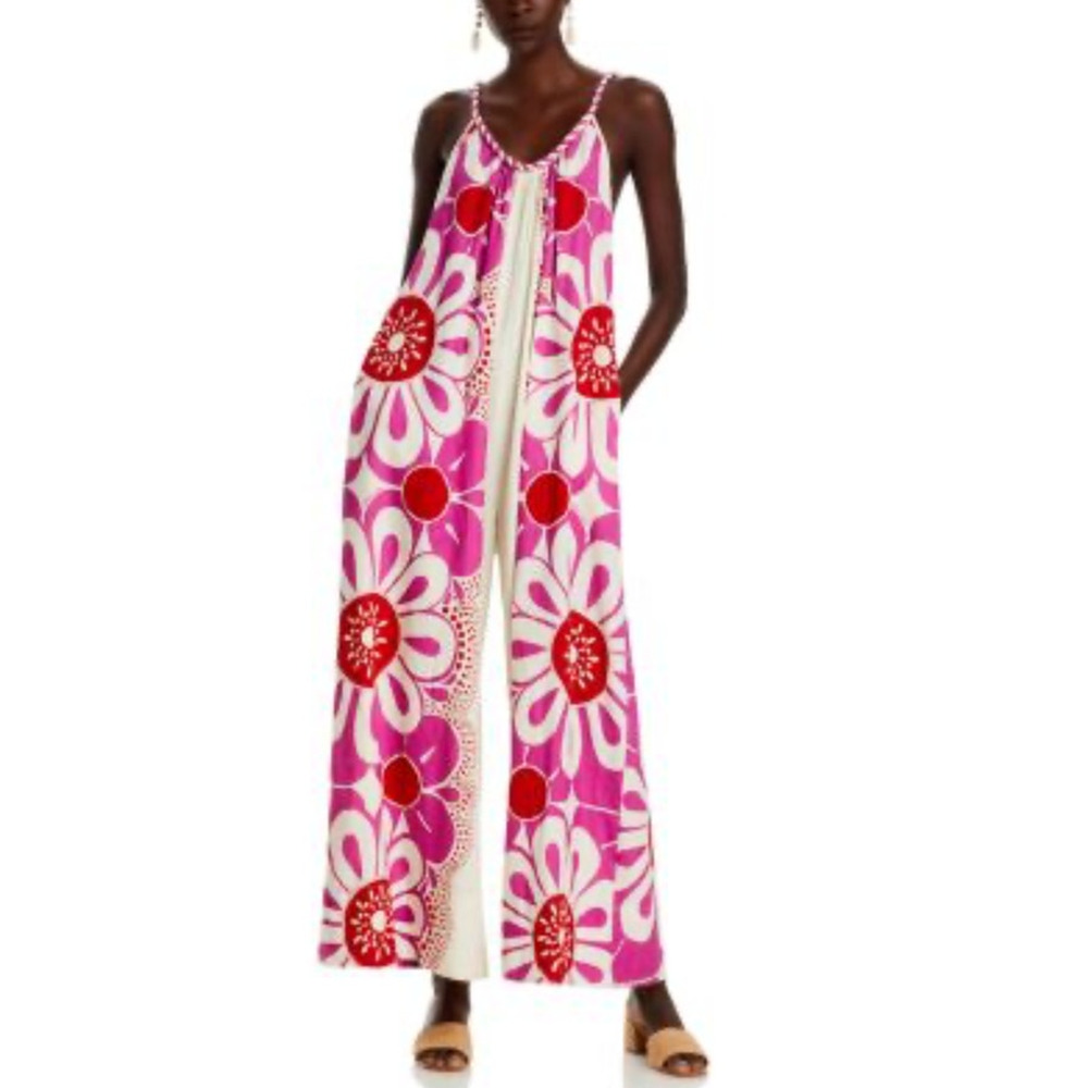 Farm Rio Maia Printed Wide Leg Jumpsuit Size Small